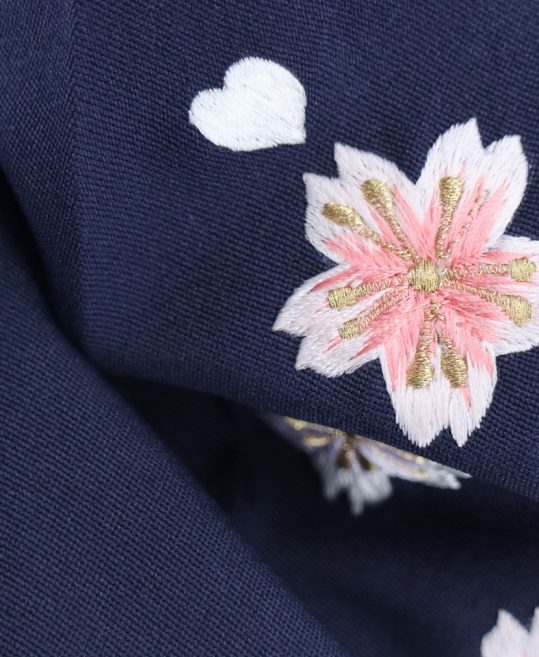 卒業式袴単品レンタル[刺繍]濃紺に桜[身長86-90cm]No.20